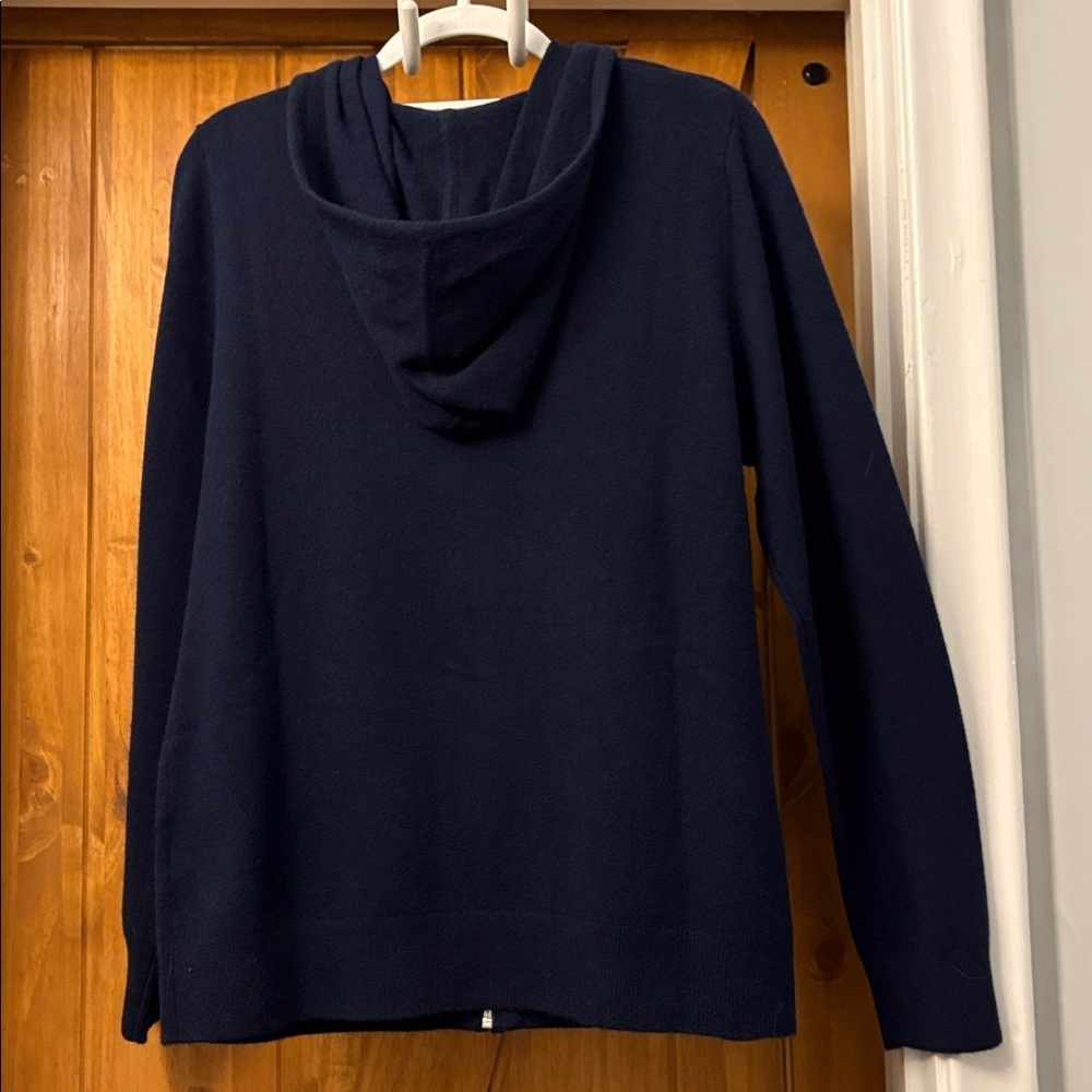 Quince Women's Mongolian Cashmere Full Zip Hoodie Sweater Medium Navy NWT - Picture 6 of 7